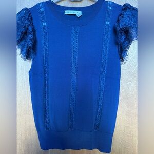 Alice & Olivia lave navy stretch blouse